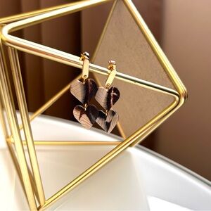 Galatic Gold and Brown Heart Earrings